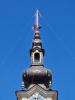 Arbeiter auf der Kirchturmspitze